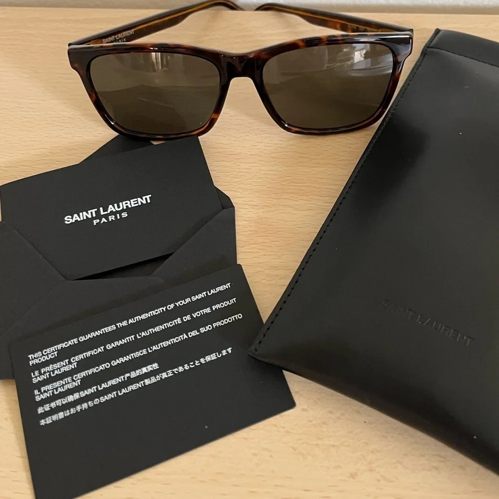 Saint Laurent Brown Tortoiseshell Havana Grey Lens Sunglasses BNWOT Unisex Paris